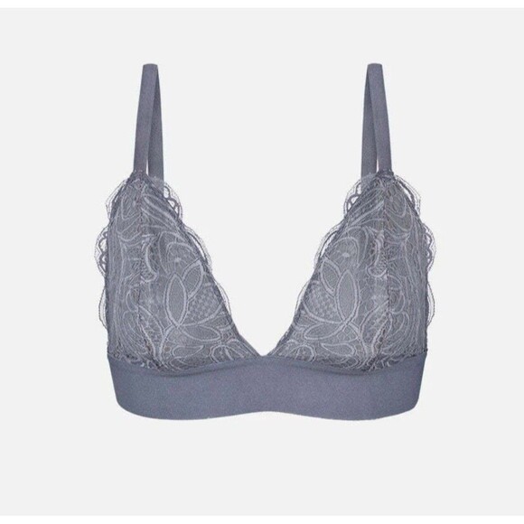All You LIVELY Women's Lace Bra No Wire Bralette Smoke Gray Size L New - Picture 1 of 9